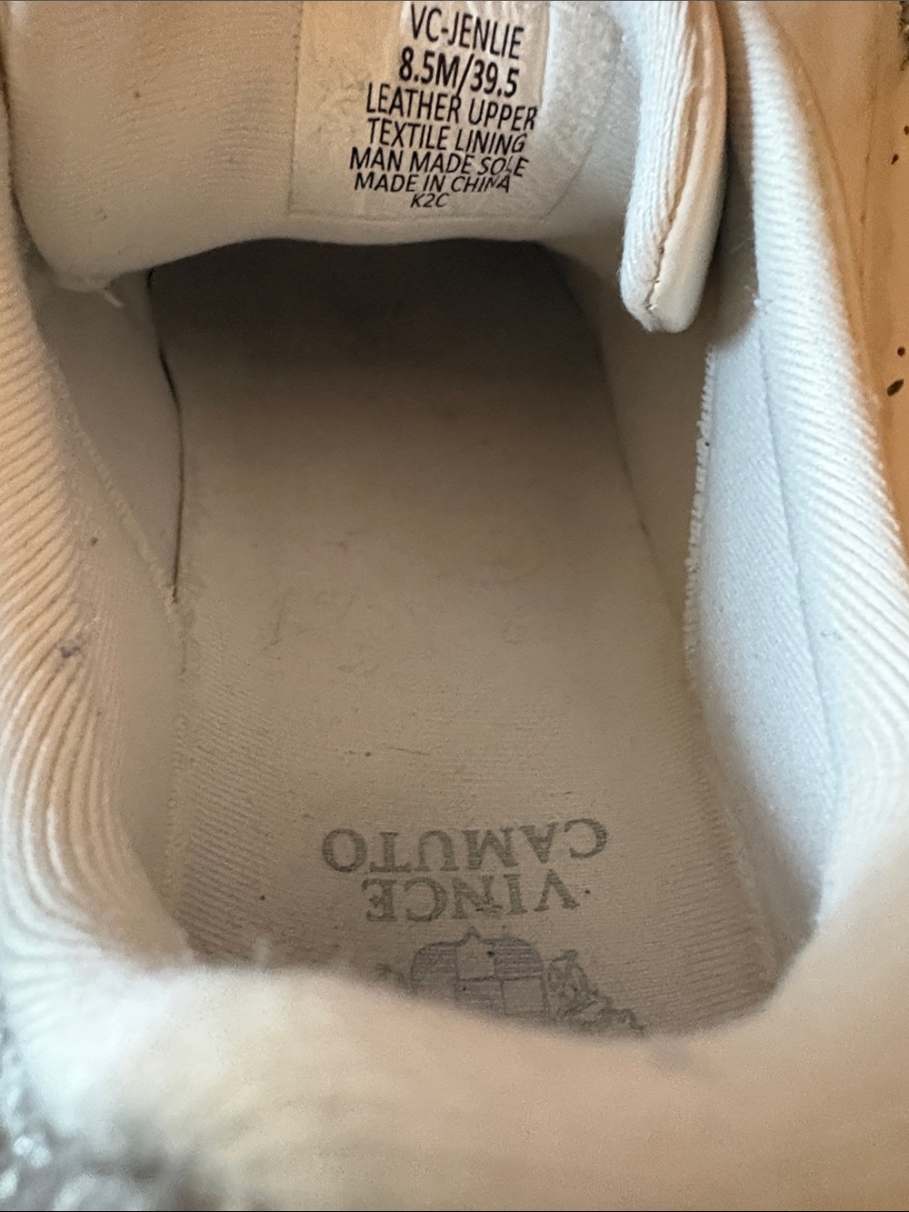 Vince Camuto Cream Leather Sneakers with Silver Metallic Details - Picture 5 of 5
